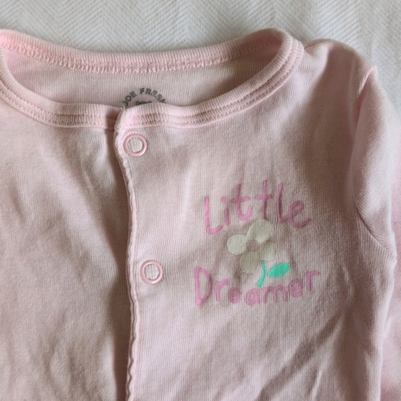 joe fresh 2-pack pink cotton snap footie sleeper pajamas 0-3 months baby girl - Picture 6 of 10